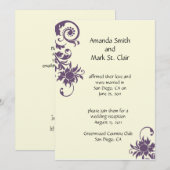 Paars en ivoor trouwreceptie uitnodiging (Voorkant / Achterkant)