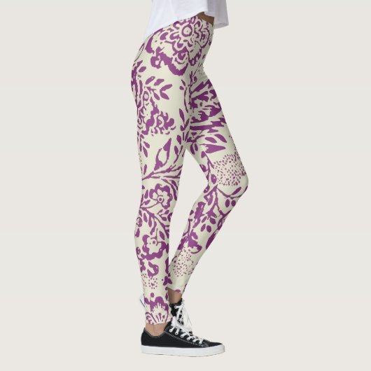 Paars en Ivory  Floral Pattern Leggings (Rechts)