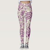 Paars en Ivory  Floral Pattern Leggings (Voorkant)