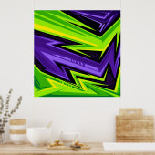 Paars en kalkgroen Abstract Poster (Keuken)