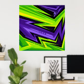 Paars en kalkgroen Abstract Poster (Thuiskantoor)