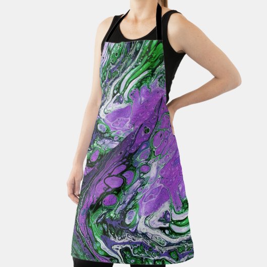 Paars en kalkgroen abstract zwijn schort (Insitu)
