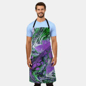 Paars en kalkgroen abstract zwijn schort (Gedragen)