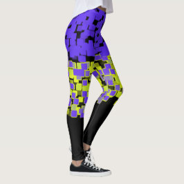 Paars en kalkgroen ingesloten leggings