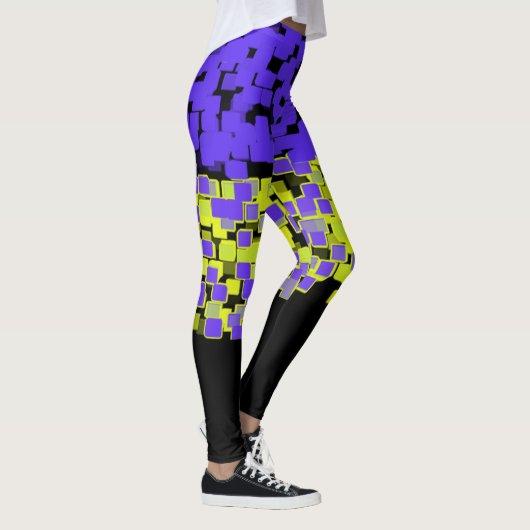 Paars en kalkgroen ingesloten leggings (Rechts)