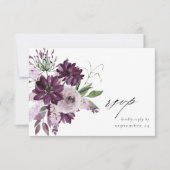 Paars- en lavendel-Floral- en meal-RSVP-kaart RSVP Kaartje (Voorkant)