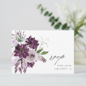 Paars- en lavendel-Floral- en meal-RSVP-kaart RSVP Kaartje (Staand voorkant)