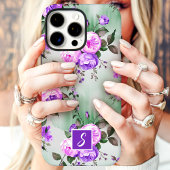 Paars en lavendelkleurig monogram bloemmotief Case-Mate iPhone case