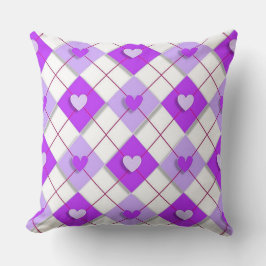 Paars en lavender Argyle Hearts Kussen