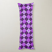 Paars en lavender Argyle Hearts Lichaamskussen (Achterkant (Verticaal))