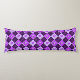 Paars en lavender Argyle Hearts Lichaamskussen