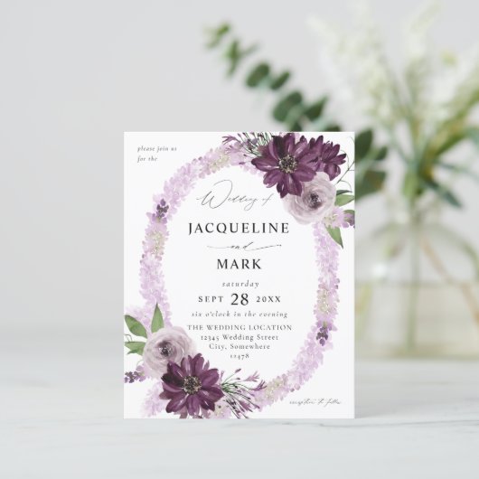 Paars en lavender Floral Ring Wedding (Staand voorkant)