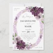 Paars en lavender Floral Ring Wedding Kaart (Voorkant)