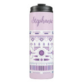 Paars en lavender Geometric Boho Pattern Thermosbeker (Voorkant)