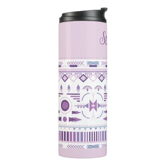 Paars en lavender Geometric Boho Pattern Thermosbeker (Gedraaid links)