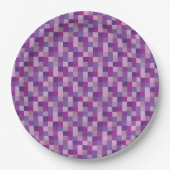 Paars en lavender Pixelated Patroon Papieren Bordje (Voorkant)
