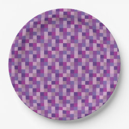 Paars en lavender Pixelated Patroon Papieren Bordje