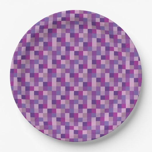 Paars en lavender Pixelated Patroon Papieren Bordje (Voorkant)