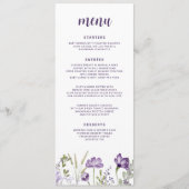 Paars en lavender Wildflower Floral Weddenschap Menu (Voorkant)