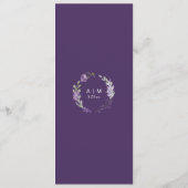 Paars en lavender Wildflower Floral Weddenschap Menu (Achterkant)