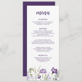 Paars en lavender Wildflower Floral Weddenschap Menu (Voorkant / Achterkant)