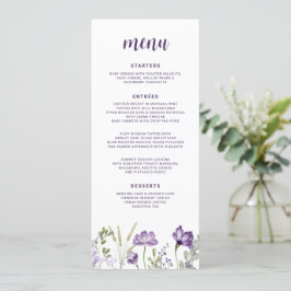 Paars en lavender Wildflower Floral Weddenschap Menu