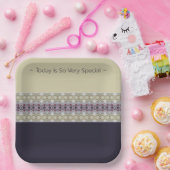 Paars en licht grijs gepatterd stijlvol papieren bordje (Feest)