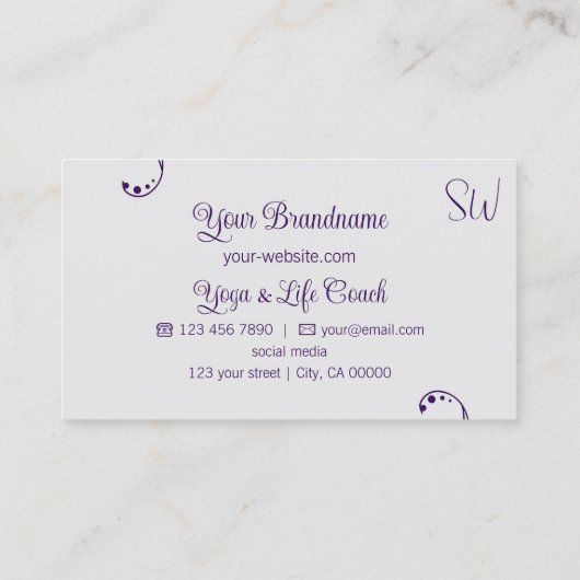 Paars en licht grijs Matig met Monogram Visitekaartje (Achterkant)