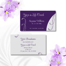 Paars en licht grijs ornamentaal vierkant  visitekaartje