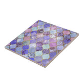 Paars en lichtblauw Marokkaans Tile Patroon Tegeltje (Zijkant)