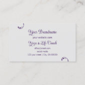 Paars en lichtgrijs  met portretfoto visitekaartje (Achterkant)