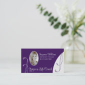 Paars en lichtgrijs  met portretfoto visitekaartje (Staand voorkant)