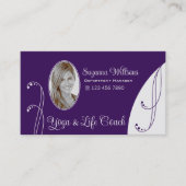 Paars en lichtgrijs  met portretfoto visitekaartje (Voorkant)