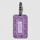  Paars en Lila Floral Bagagelabel (Voorkant (verticaal))