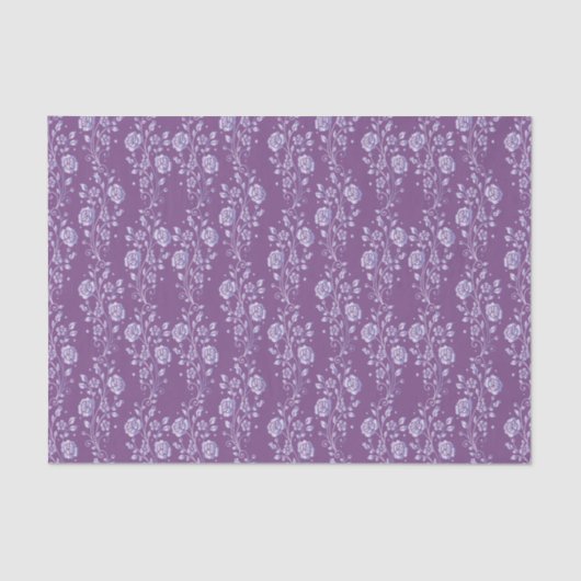 Paars en Lila Floral Patroon Tissuepapier (Voorkant)