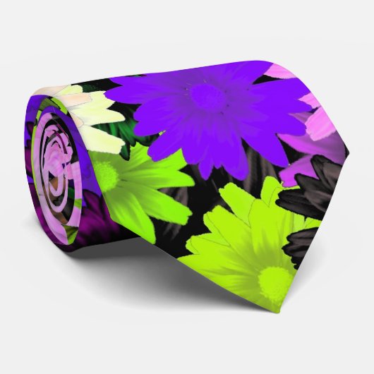 Paars en limoen floraal stropdas (Opgerold)