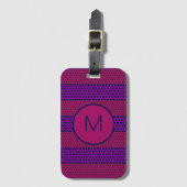 Paars en Magenta Patroon Gestreepte Monogram Bagagelabel (Voorkant (verticaal))