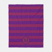 Paars en Magenta Patroon Gestreepte Monogram Fleece Deken (Voorkant)