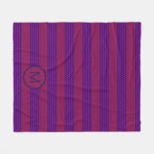 Paars en Magenta Patroon Gestreepte Monogram Fleece Deken (Voorkant (Horizontaal))