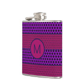 Paars en Magenta Patroon Gestreepte Monogram Heupfles (Links)