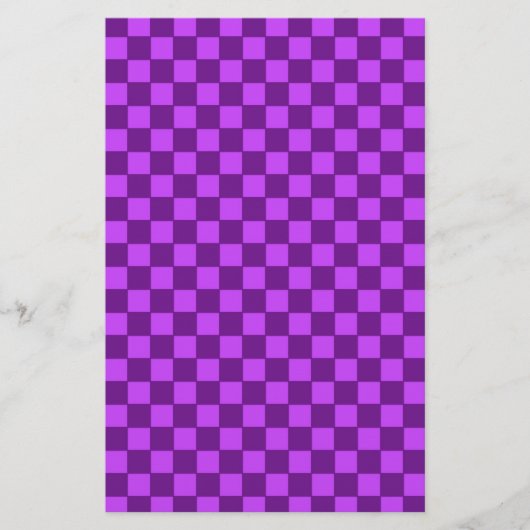 Paars en Magenta Schaakbord Patroon Briefpapier (Voorkant)