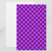 Paars en Magenta Schaakbord Patroon Briefpapier (Voorkant / Achterkant)