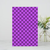 Paars en Magenta Schaakbord Patroon Briefpapier (Staand voorkant)