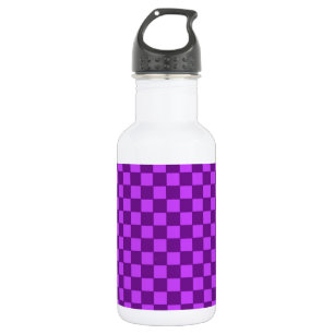 Paars en Magenta Schaakbord Patroon Waterfles