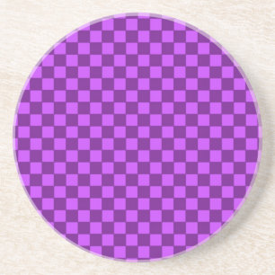 Paars en Magenta Schaakbord Patroon Zandsteen Onderzetter