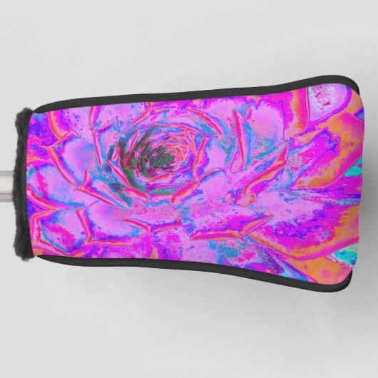 Paars en magenta Succulent Sedum Rosette Golfheadcover (Voorkant)