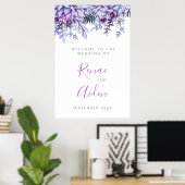 Paars en mauve bloemen welkomstbord poster (Thuiskantoor)