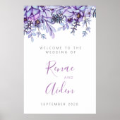 Paars en Mauve floral welkomstteken Poster (Voorkant)