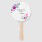 Paars en Mint Floral Wedding Favor Handwaaier (Achterkant)