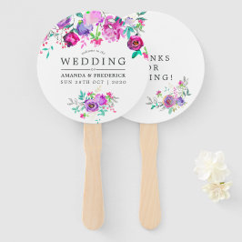 Paars en Mint Floral Wedding Favor Handwaaier